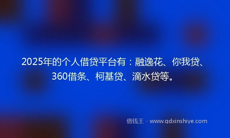 2025年的个人借贷平台有：融逸花、你我贷、360借条、柯基贷、滴水贷等。