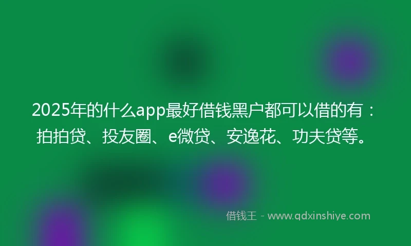 2025年的什么app最好借钱黑户都可以借的有:拍拍贷、投友圈、e微贷、安逸花、功夫贷等。