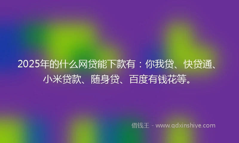 2025年的什么网贷能下款有：你我贷、快贷通、小米贷款、随身贷、百度有钱花等。