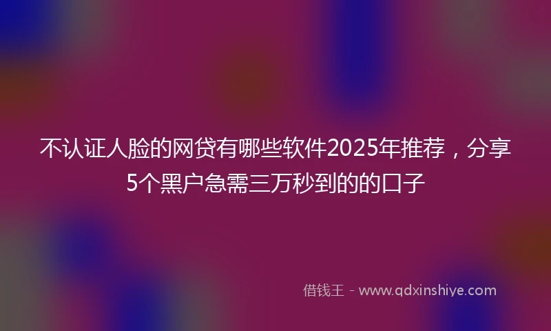 不认证人脸的网贷有哪些软件2025年推荐，分享5个黑户急需三万秒到的的口子