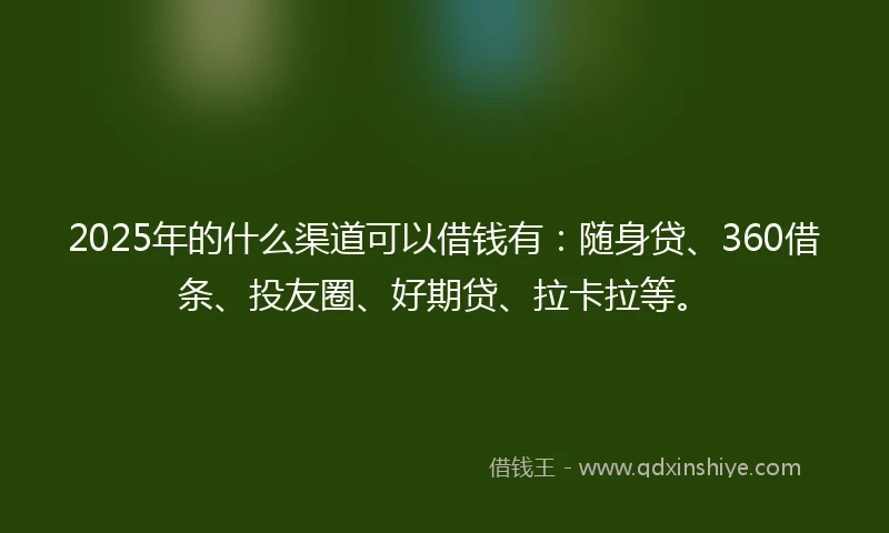 2025年的什么渠道可以借钱有：随身贷、360借条、投友圈、好期贷、拉卡拉等。