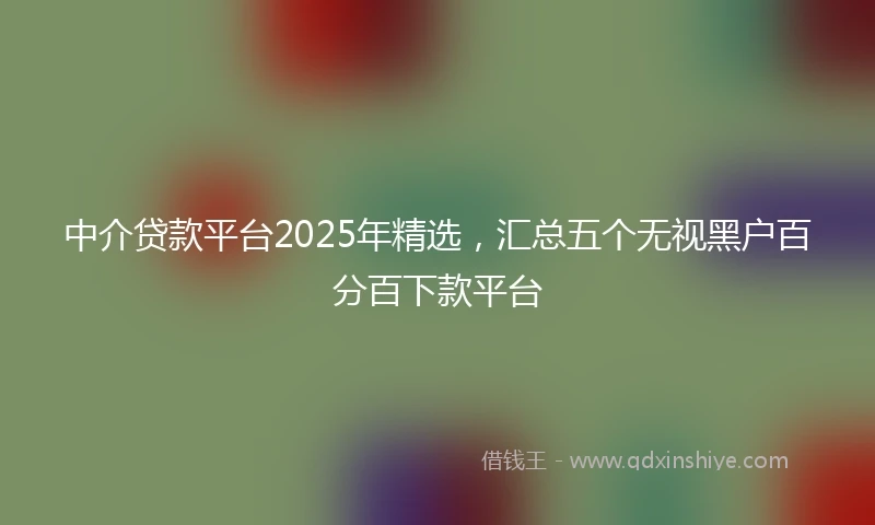 中介贷款平台2025年精选，汇总五个无视黑户百分百下款平台