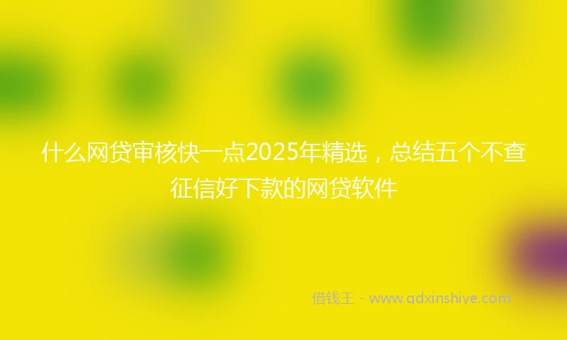 什么网贷审核快一点2025年精选，总结五个不查征信好下款的网贷软件