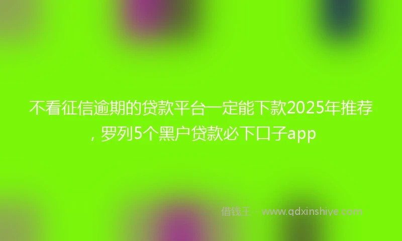 不看征信逾期的贷款平台一定能下款2025年推荐，罗列5个黑户贷款必下口子app