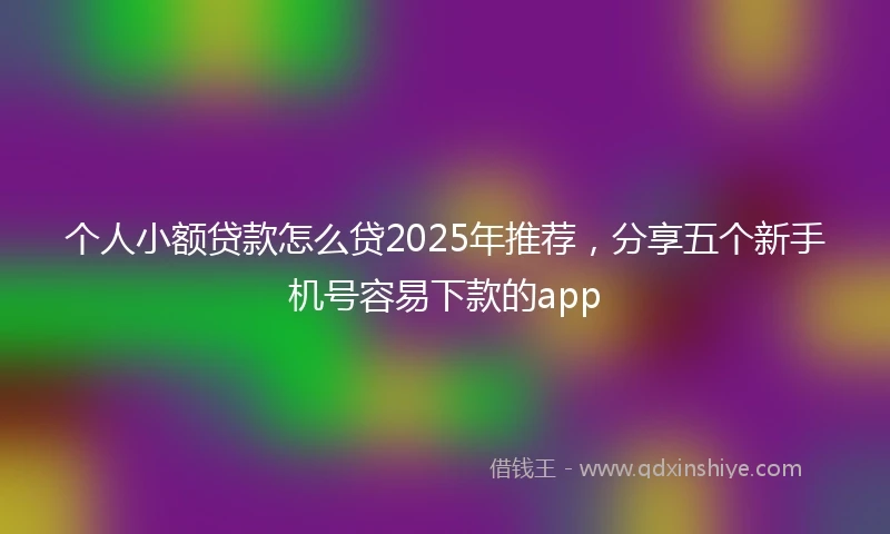 个人小额贷款怎么贷2025年推荐，分享五个新手机号容易下款的app