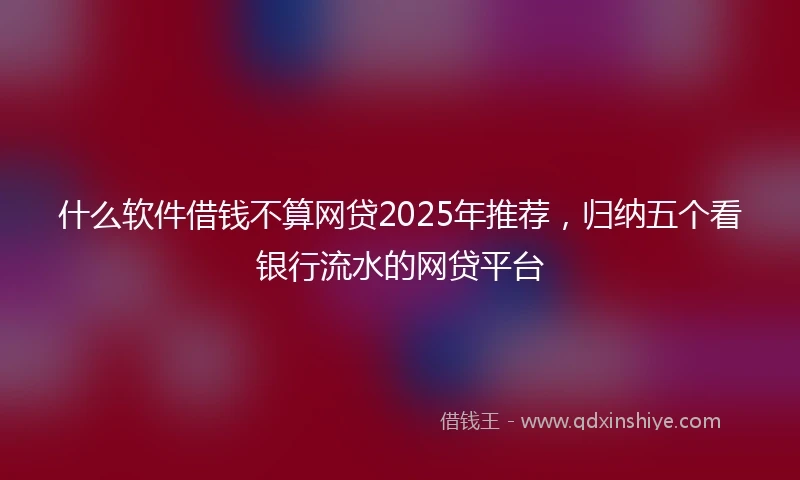 什么软件借钱不算网贷2025年推荐，归纳五个看银行流水的网贷平台