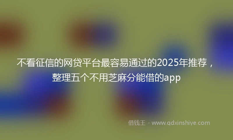 不看征信的网贷平台最容易通过的2025年推荐，整理五个不用芝麻分能借的app