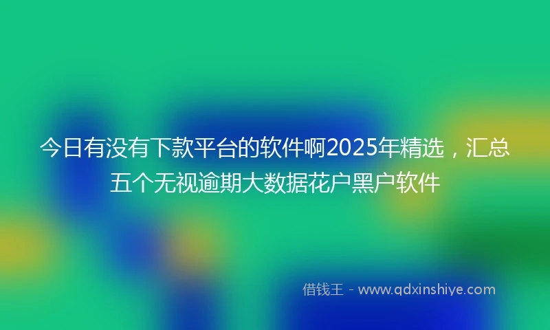 今日有没有下款平台的软件啊2025年精选，汇总五个无视逾期大数据花户黑户软件