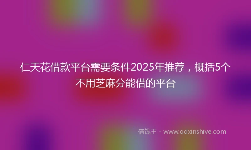 仁天花借款平台需要条件2025年推荐，概括5个不用芝麻分能借的平台