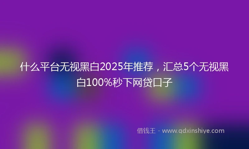 什么平台无视黑白2025年推荐，汇总5个无视黑白100%秒下网贷口子
