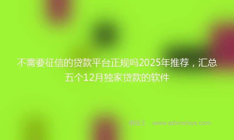 不需要征信的贷款平台正规吗2025年推荐,汇总五个12月独家贷款的软件