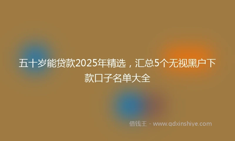 五十岁能贷款2025年精选，汇总5个无视黑户下款口子名单大全