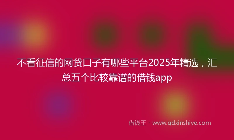 不看征信的网贷口子有哪些平台2025年精选，汇总五个比较靠谱的借钱app
