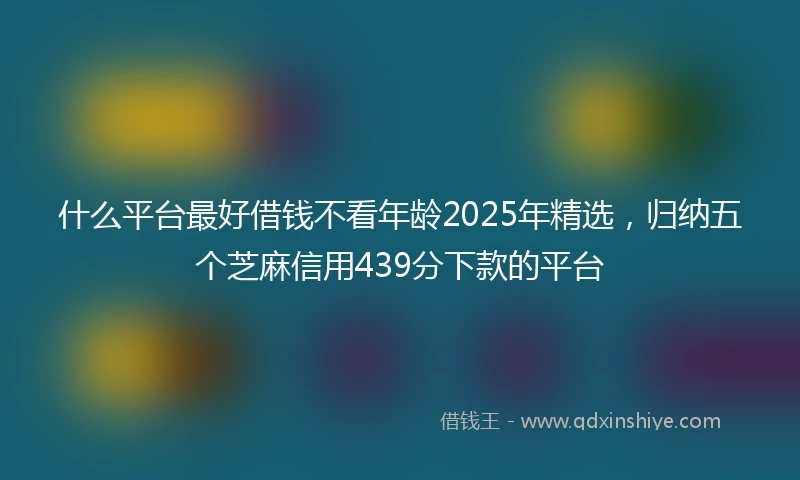 什么平台最好借钱不看年龄2025年精选，归纳五个芝麻信用439分下款的平台