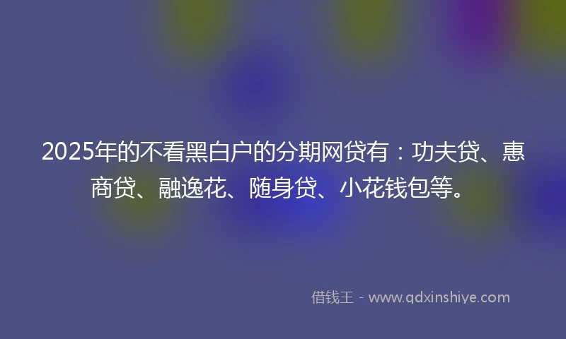 2025年的不看黑白户的分期网贷有：功夫贷、惠商贷、融逸花、随身贷、小花钱包等。