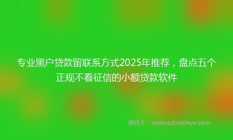 专业黑户贷款留联系方式2025年推荐，盘点五个正规不看征信的小额贷款软件