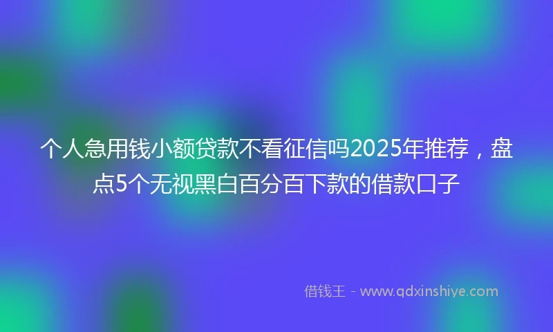 个人急用钱小额贷款不看征信吗2025年推荐，盘点5个无视黑白百分百下款的借款口子