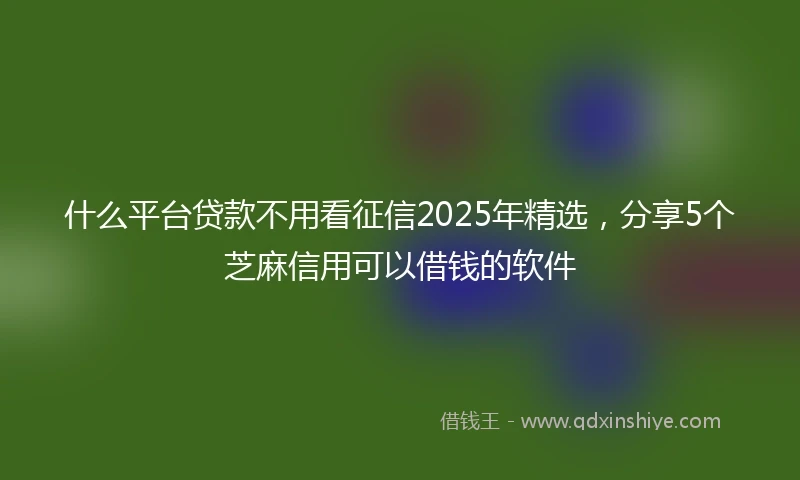 什么平台贷款不用看征信2025年精选，分享5个芝麻信用可以借钱的软件