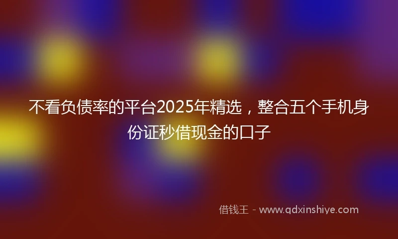 不看负债率的平台2025年精选，整合五个手机身份证秒借现金的口子