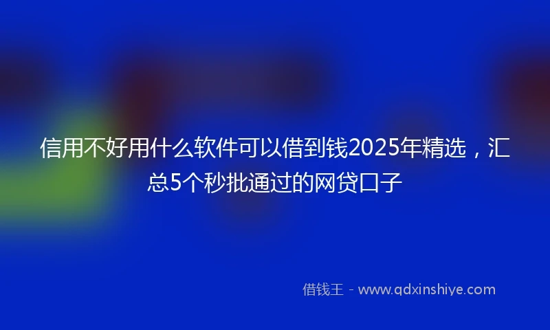 信用不好用什么软件可以借到钱2025年精选，汇总5个秒批通过的网贷口子