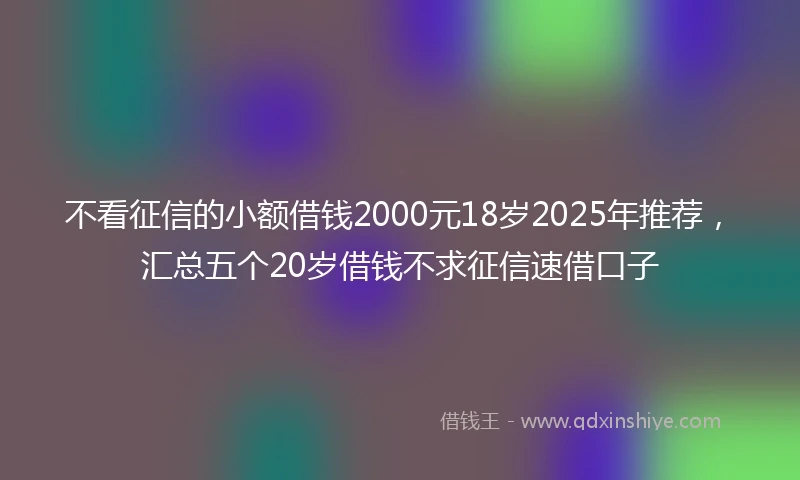 不看征信的小额借钱2000元18岁2025年推荐，汇总五个20岁借钱不求征信速借口子