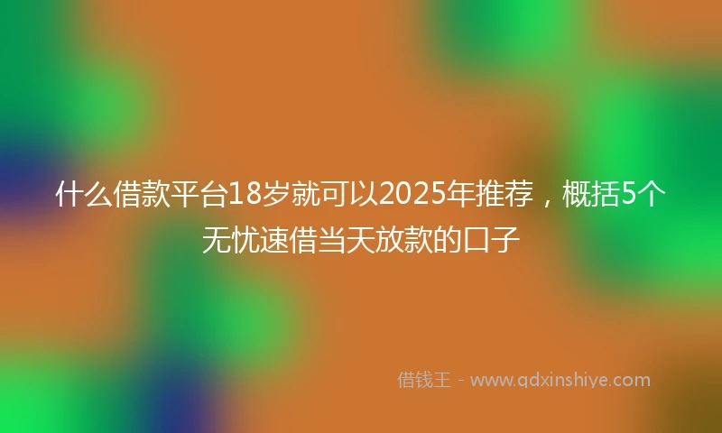什么借款平台18岁就可以2025年推荐，概括5个无忧速借当天放款的口子