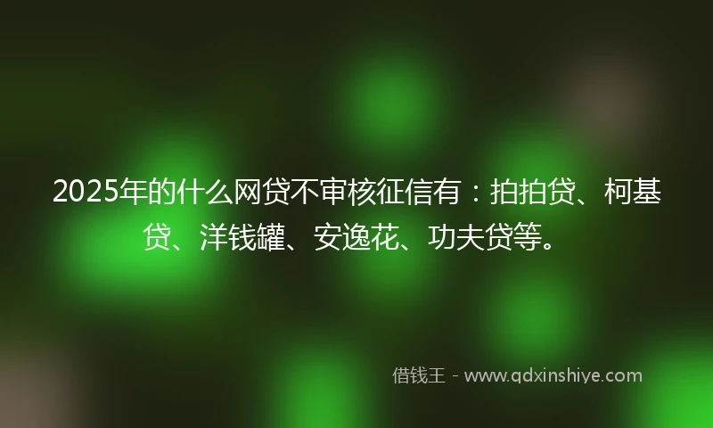 2025年的什么网贷不审核征信有：拍拍贷、柯基贷、洋钱罐、安逸花、功夫贷等。