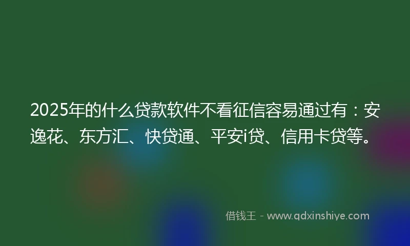 2025年的什么贷款软件不看征信容易通过有：安逸花、东方汇、快贷通、平安i贷、信用卡贷等。