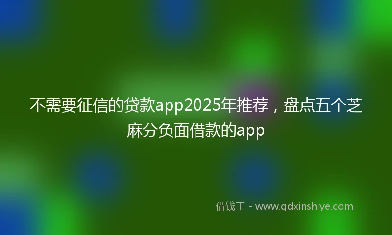 不需要征信的贷款app2025年推荐，盘点五个芝麻分负面借款的app
