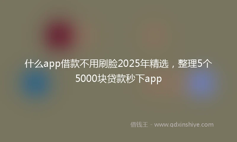 什么app借款不用刷脸2025年精选，整理5个5000块贷款秒下app