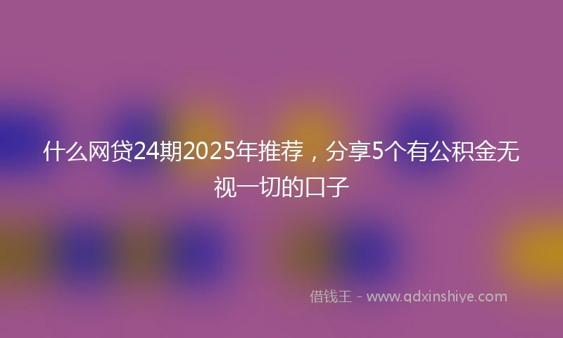 什么网贷24期2025年推荐，分享5个有公积金无视一切的口子