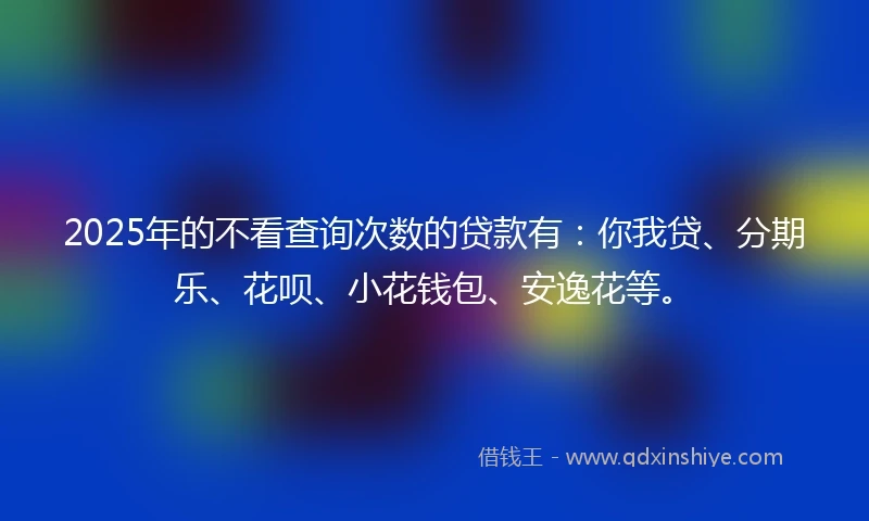 2025年的不看查询次数的贷款有：你我贷、分期乐、花呗、小花钱包、安逸花等。