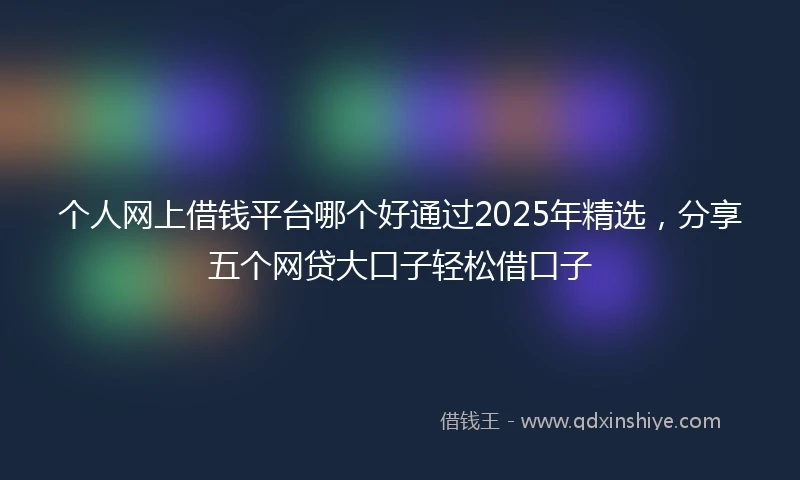 个人网上借钱平台哪个好通过2025年精选，分享五个网贷大口子轻松借口子