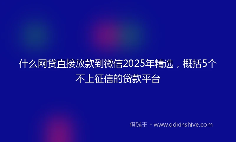 什么网贷直接放款到微信2025年精选，概括5个不上征信的贷款平台
