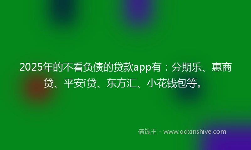 2025年的不看负债的贷款app有：分期乐、惠商贷、平安i贷、东方汇、小花钱包等。