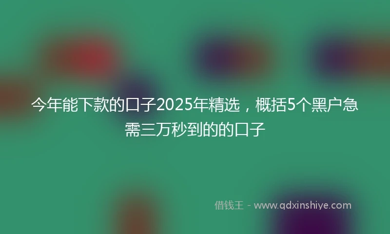 今年能下款的口子2025年精选，概括5个黑户急需三万秒到的的口子