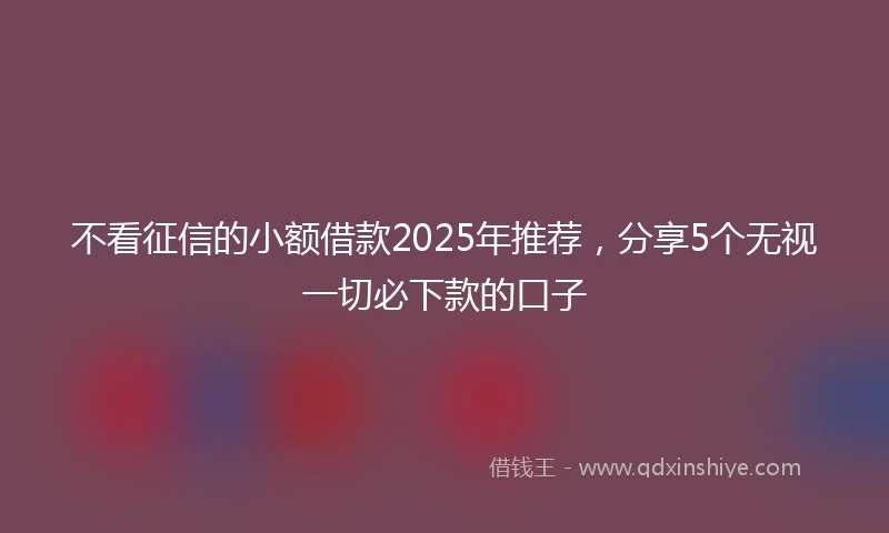 不看征信的小额借款2025年推荐，分享5个无视一切必下款的口子