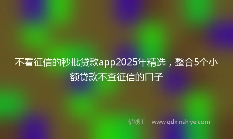 不看征信的秒批贷款app2025年精选，整合5个小额贷款不查征信的口子