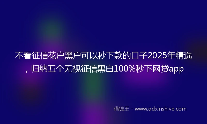 不看征信花户黑户可以秒下款的口子2025年精选，归纳五个无视征信黑白100%秒下网贷app