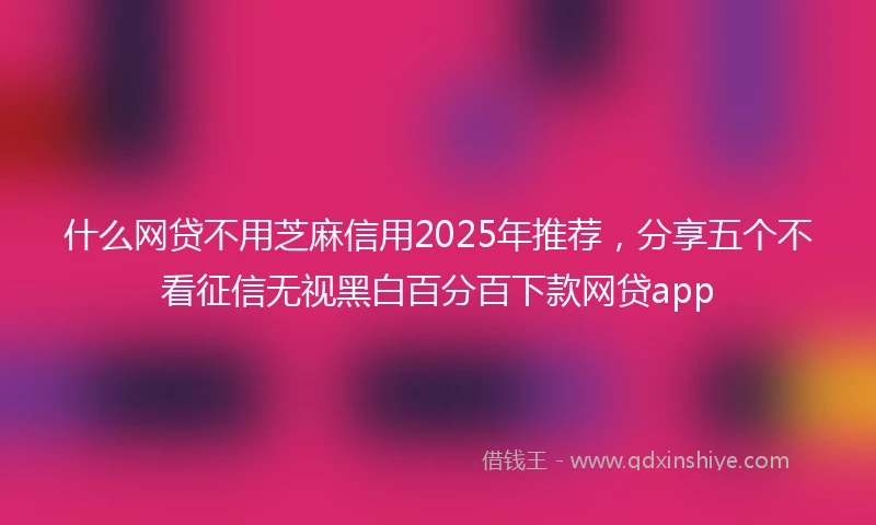 什么网贷不用芝麻信用2025年推荐，分享五个不看征信无视黑白百分百下款网贷app
