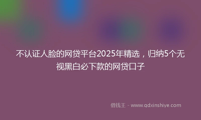 不认证人脸的网贷平台2025年精选，归纳5个无视黑白必下款的网贷口子