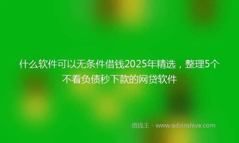 什么软件可以无条件借钱2025年精选，整理5个不看负债秒下款的网贷软件