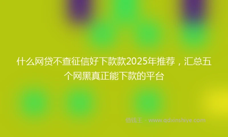 什么网贷不查征信好下款款2025年推荐，汇总五个网黑真正能下款的平台