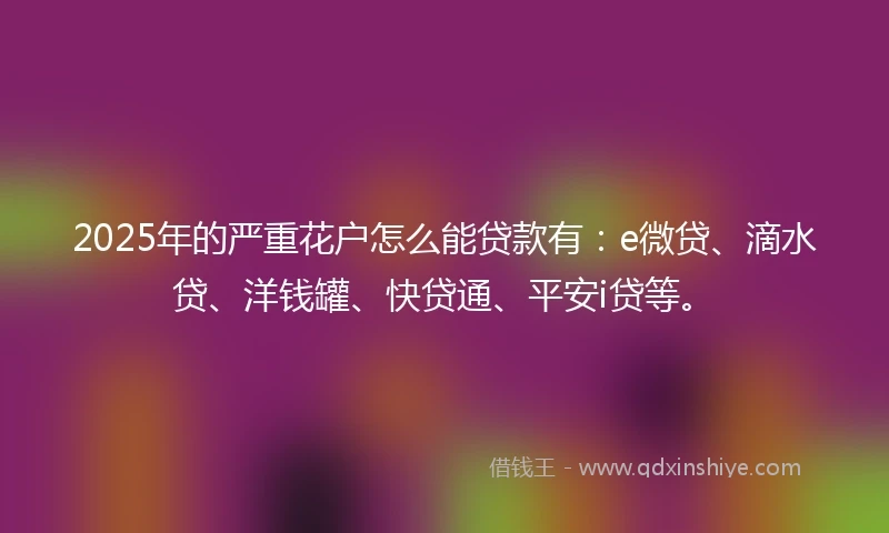 2025年的严重花户怎么能贷款有：e微贷、滴水贷、洋钱罐、快贷通、平安i贷等。