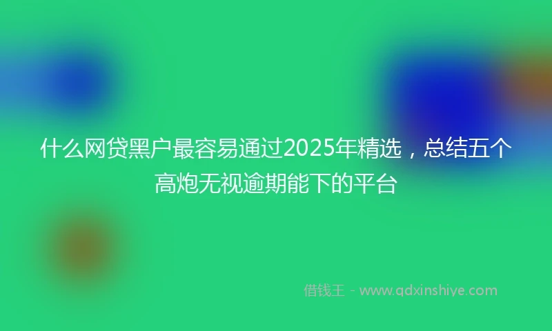 什么网贷黑户最容易通过2025年精选，总结五个高炮无视逾期能下的平台