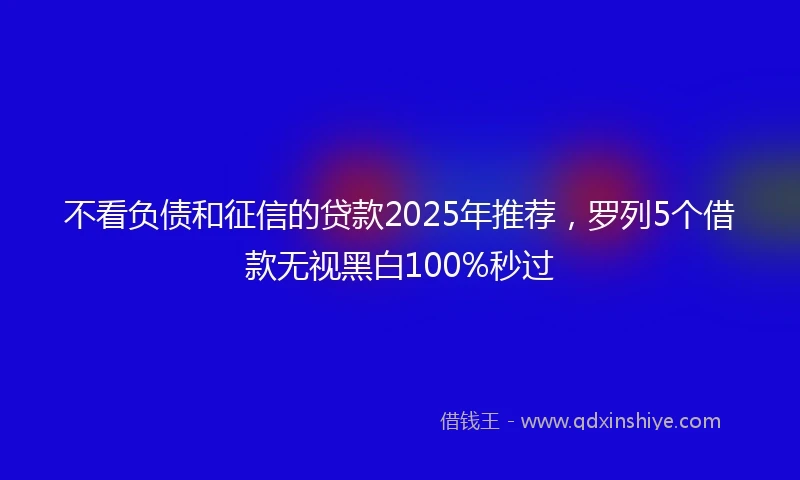 不看负债和征信的贷款2025年推荐，罗列5个借款无视黑白100%秒过