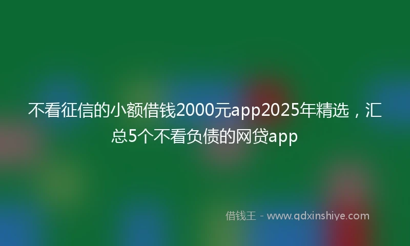 不看征信的小额借钱2000元app2025年精选，汇总5个不看负债的网贷app