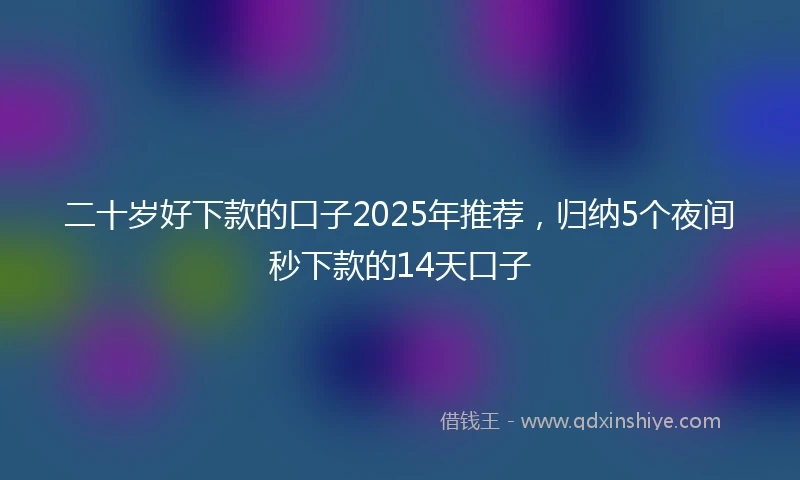 二十岁好下款的口子2025年推荐，归纳5个夜间秒下款的14天口子