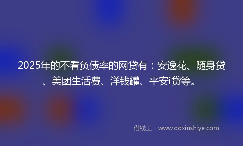 2025年的不看负债率的网贷有：安逸花、随身贷、美团生活费、洋钱罐、平安i贷等。