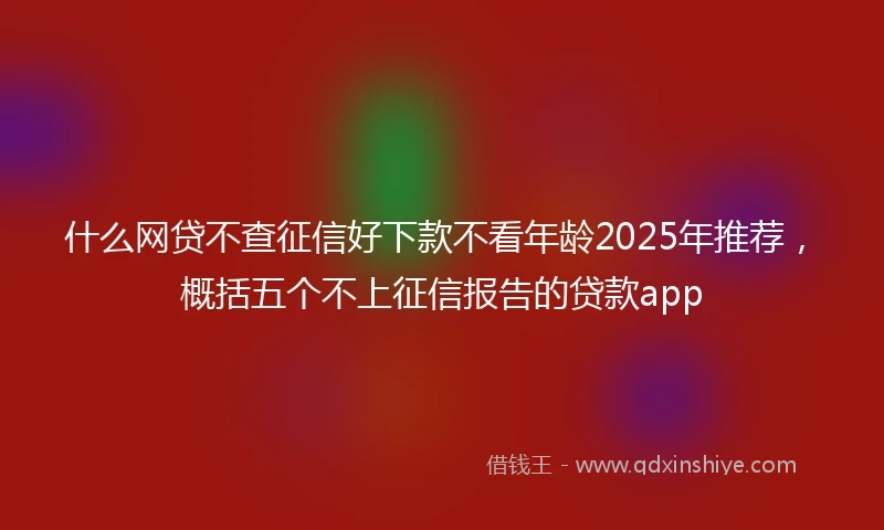 什么网贷不查征信好下款不看年龄2025年推荐，概括五个不上征信报告的贷款app